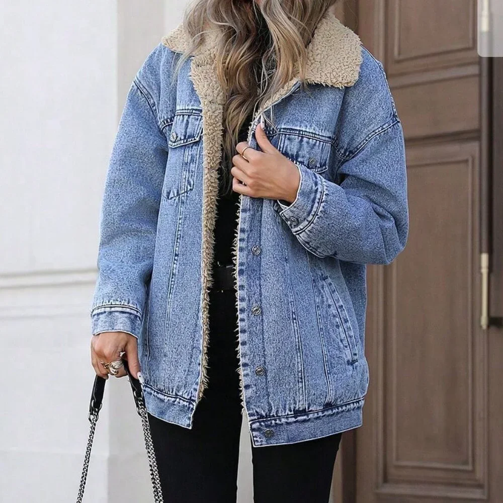 Blue Casual Women's Thermal Lined Windbreaker Jacket - Picture 7 of 7